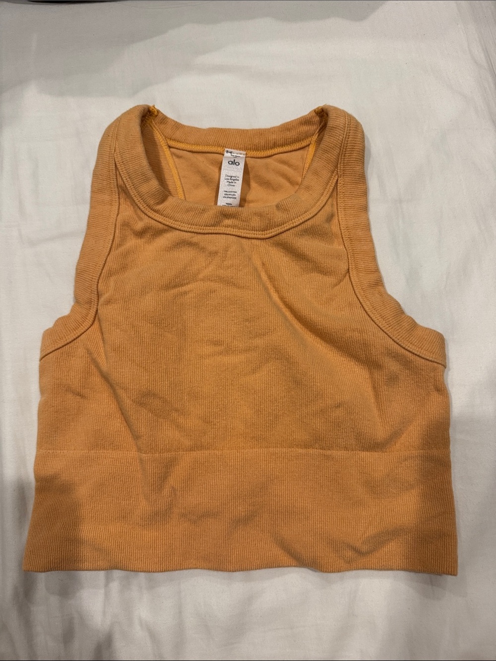 ALO Yoga Ribbed Cropped Tank - Pumpkin Orange